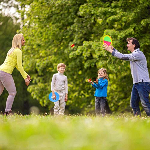 BEYUMI Paddle Catch Ball Set Wurf- und Catch Ball-Spielset 4 Klettverschluss verstellbares Selbstklebepaddel 6 Bälle mit… – Bild 7