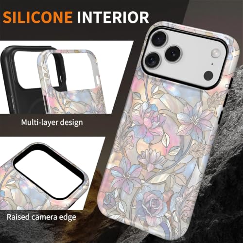 AshaPro for iPhone 17 Pro Max/18 Pro Max Magnetic Case Compatible with MagSafe,Glossy 2-in-1 Doublelayer Full Coverage Protection Rubber+PC Anti Fall Cover Women Pattern Marble Flower by AshaPro - Used condition - Image 5