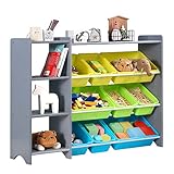 MallBest 4-Tier Kids' Toy Storage Organizer Shelf - 100% Solid Wood,Children's Storage Cabinet with