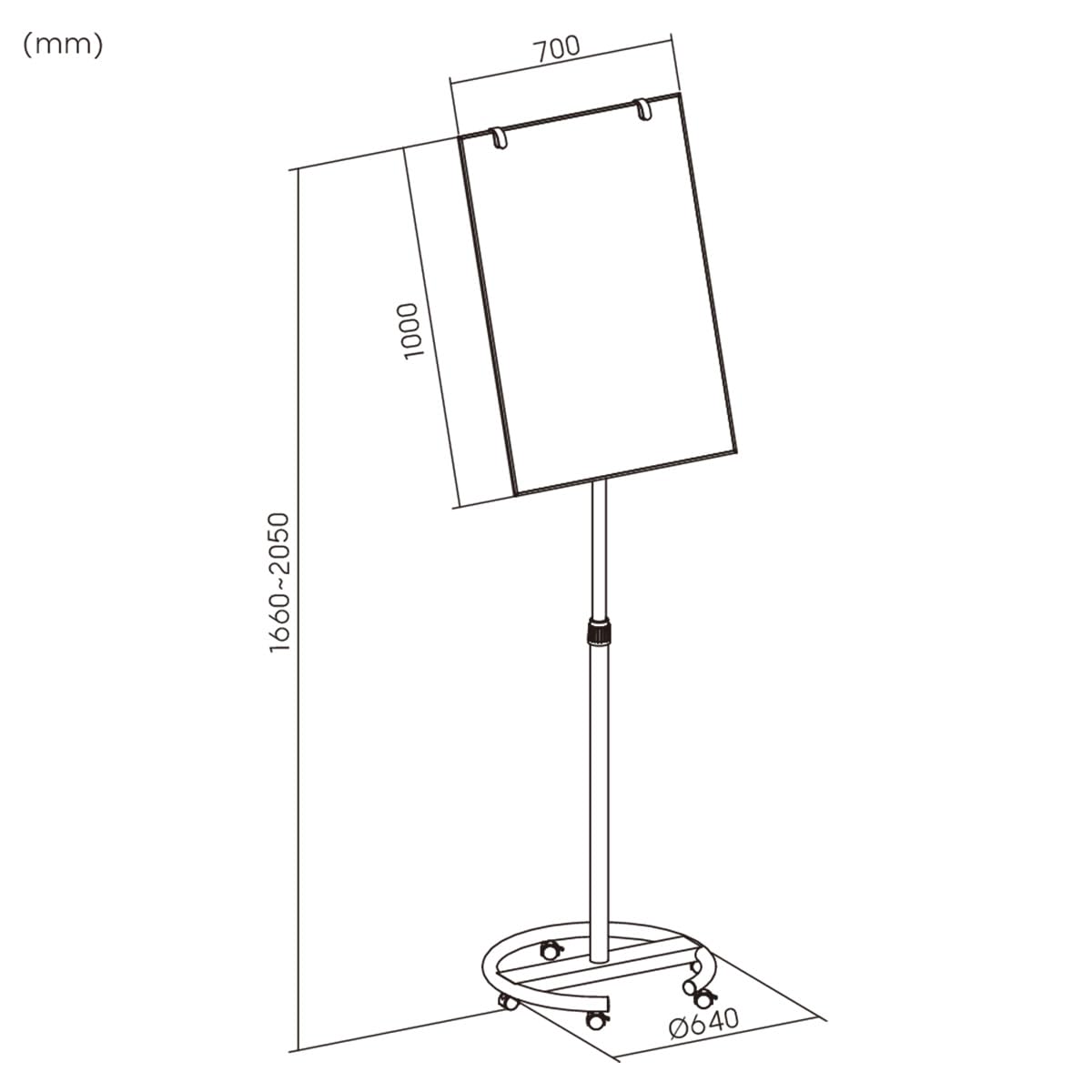 Spacetronik Flipchart 70x100 cm, Mobiles Whiteboard auf Rollen