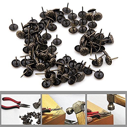 Fucas Upholstery Tacks Furniture Nails Pins 150Pcs (Antique Brass Daisy) #TOP3