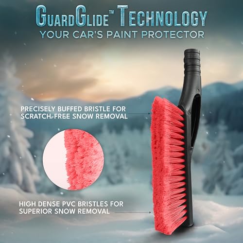Image of EcoNour 27 inch Aluminum Car Snow Scraper and Brush (Red) Scratch-Free Scraper