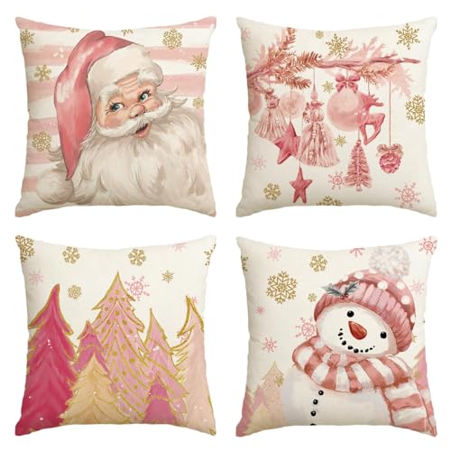 Artoid Mode Juego de 4 fundas de cojín decorativas para sofá, salón, 45 x 45 cm, color rosa