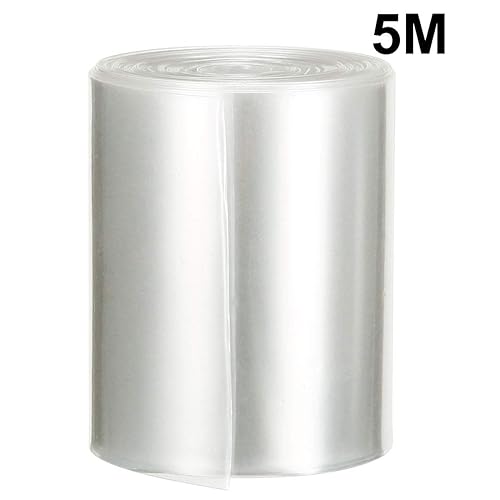 Miniatura 3 de uxcell Tubo termorretráctil de PVC para batería de 2.559 in de ancho plano para fuentes de alimentación AA, 16.4 ft de longitud, transparente