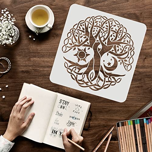 FINGERINSPIRE Tree of Life Stencils Templates 30x30cm Reusable DIY Art Craft Painting Template - Image 3
