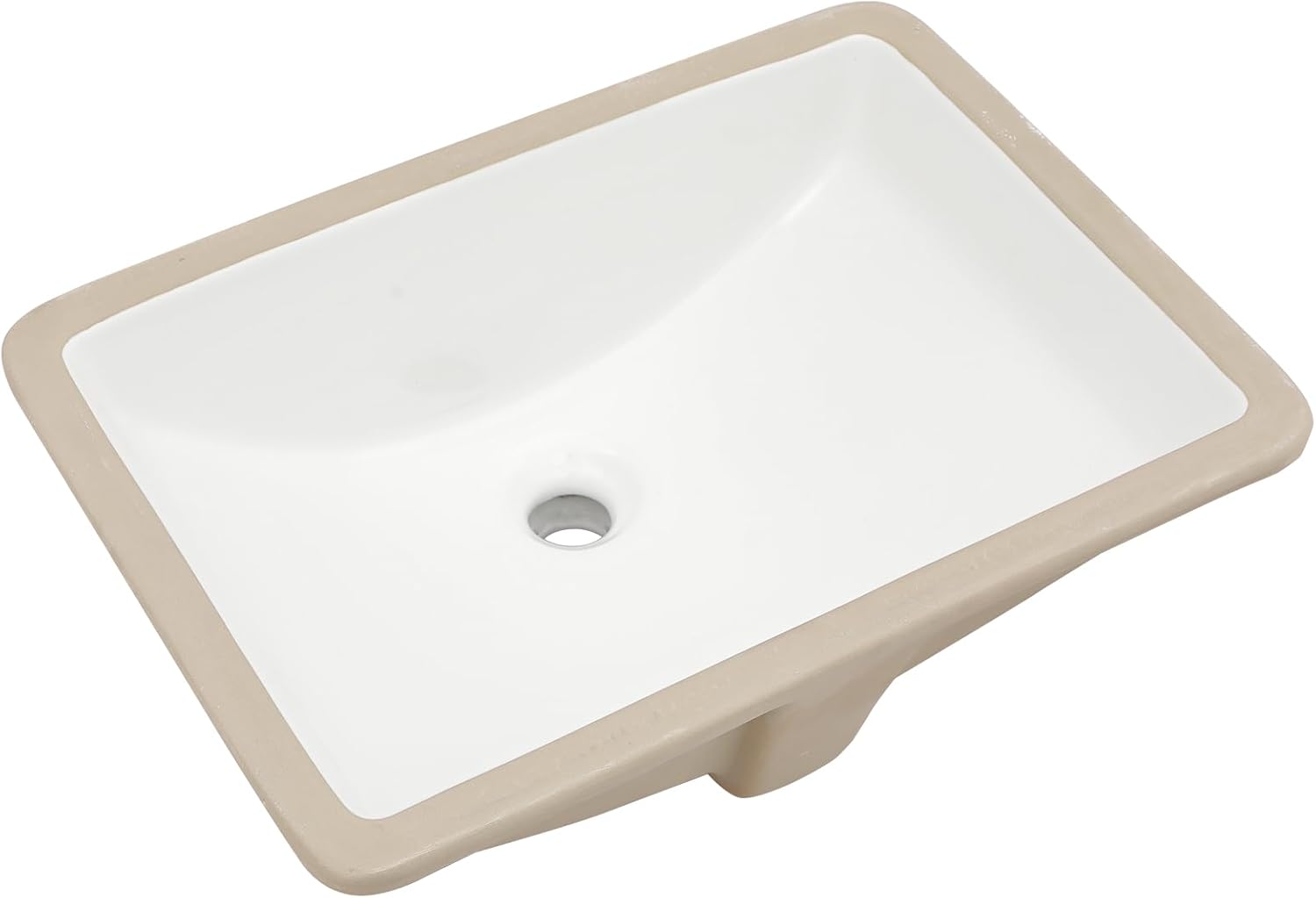 Sarlai Undermount Rectangular Vessel Sink - 20.5 x 14.5 inch Modern White Ceramic, Art Basin with Overflow, Interior Bowl Size 18.3" x 12.3"