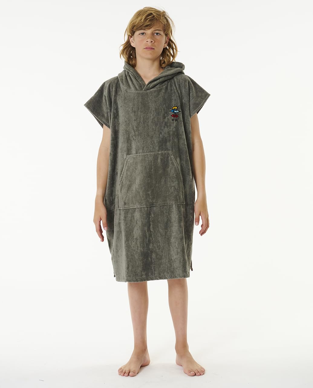 Rip Curl Junior Logo Hooded Towel Changing Robe/Poncho 009BTO - Grey Size - S