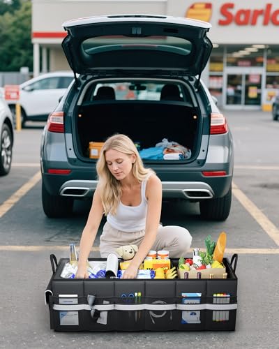 HOTOR Trunk Organizer - Car Organizer with Built-In Leakproof Car Cooler, Collapsible Trunk Organizer with Cooler for Car, SUV, Sedan, with Base Panel (3 Compartments, Black),31.9"×12.6"×10.6" - Image 8