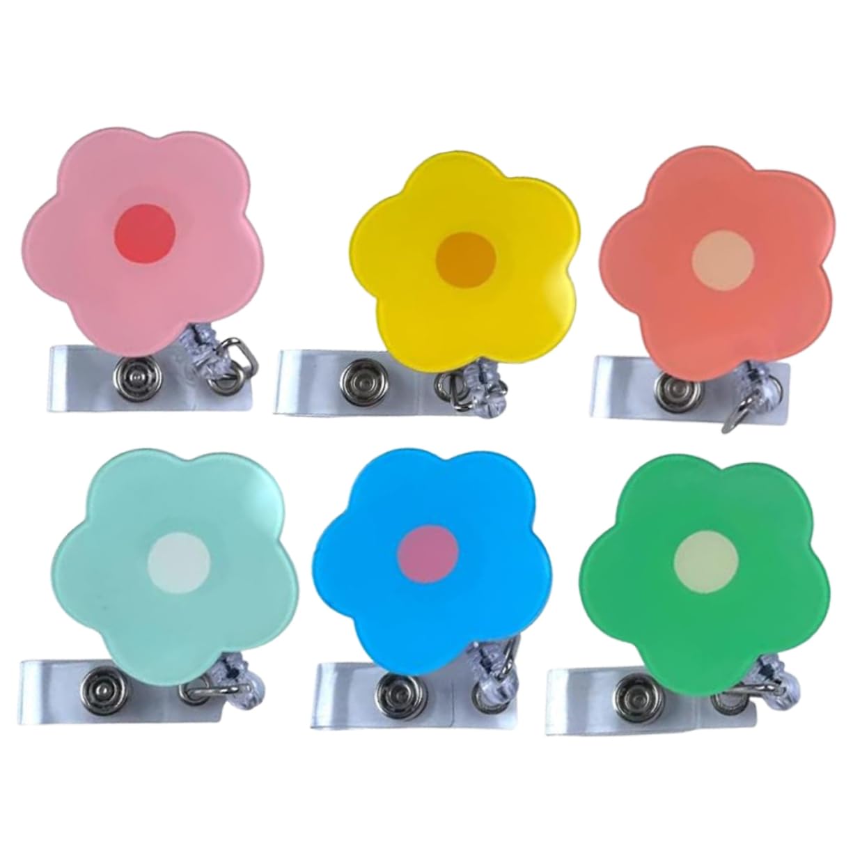 DOITOOL 4 Set Clip Retrattile Fiore Per Tesserini Portabadge Multi Per Infermieri E Studenti Accessorio Per Carte Facile Trasportare E Decorativo 6 Pezzi * 4