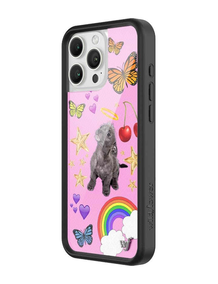 Image of Wildflower Cases - Compatible with iPhone 16 Pro Max | Protective Black Bumper, 6.5ft Drop Test Certified, Women Owned Small Business | Pink Hearts Stars Dog Butterfly Trendy Cute Martin | Puppy Love