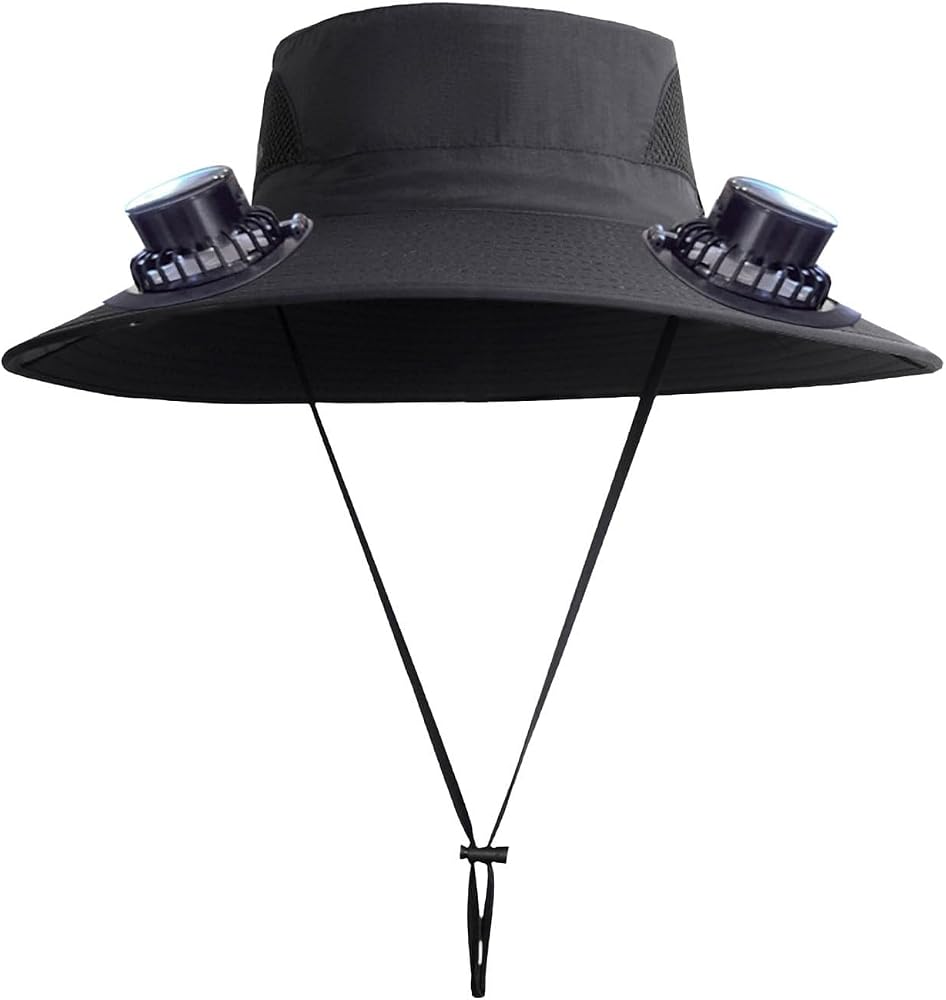 Hat with Fans Solar Power, Outdoor Fishing Hats, with 3 180° Rotatable Fans and 3 Speed Adjusting, Net Sun Hat for Fishing, Traveling, Cycling and Hiking 20-22.04 in — 사진 1
