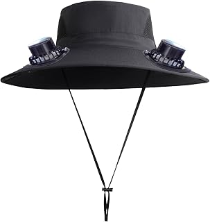 Hat with Fans Solar Power, Outdoor Fishing Hats, with 3 180° Rotatable Fans and 3 Speed Adjusting, Net Sun Hat for Fishing, Traveling, Cycling and Hiking 20-22.04 in