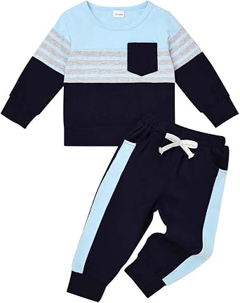 FOCUTEBB Toddler Boy Clothes Baby Boys Fall Winter Outfits Long Sleeve Sweatshirt Top Jogger Pants Set Boys Outfit Set 12M-4T