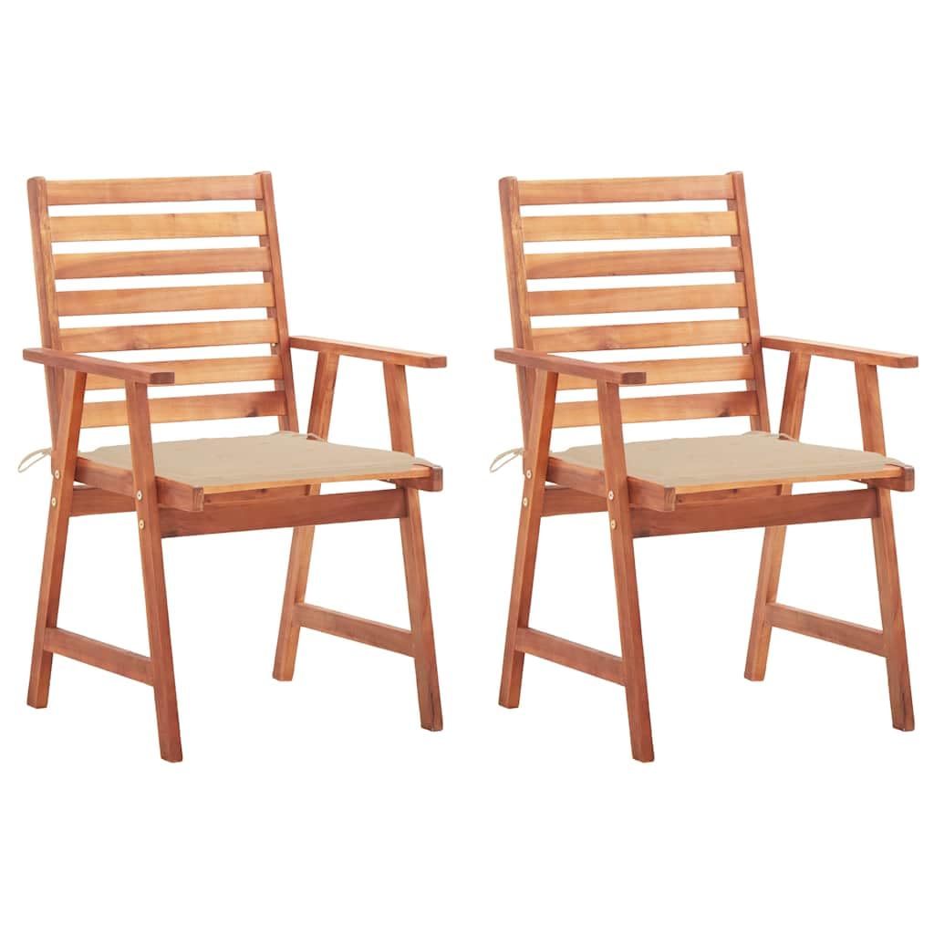 Chaises à manger d'extérieur lot de 2 avec fauteuil extérieur en bois d'acacia