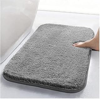 Tiikiy Bath Mat, Non-slip Shower Rug, Grey Absorbent Bath Rug, Thickened Fluffy Microfiber Mat For Bathroom, Machine Washable, 50 x 80 x 3cmDark Grey