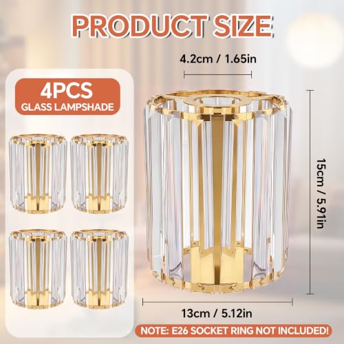 Image of Teenyyou 4 Pack Crystal Lamp Shade, 1-5 /8 inch(1.65 inch) UNO-fitter, Gold Medium