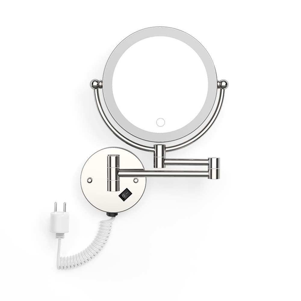 Miroir de maquillage mural LED grossissant 5X et pliable pour un maquillage précis