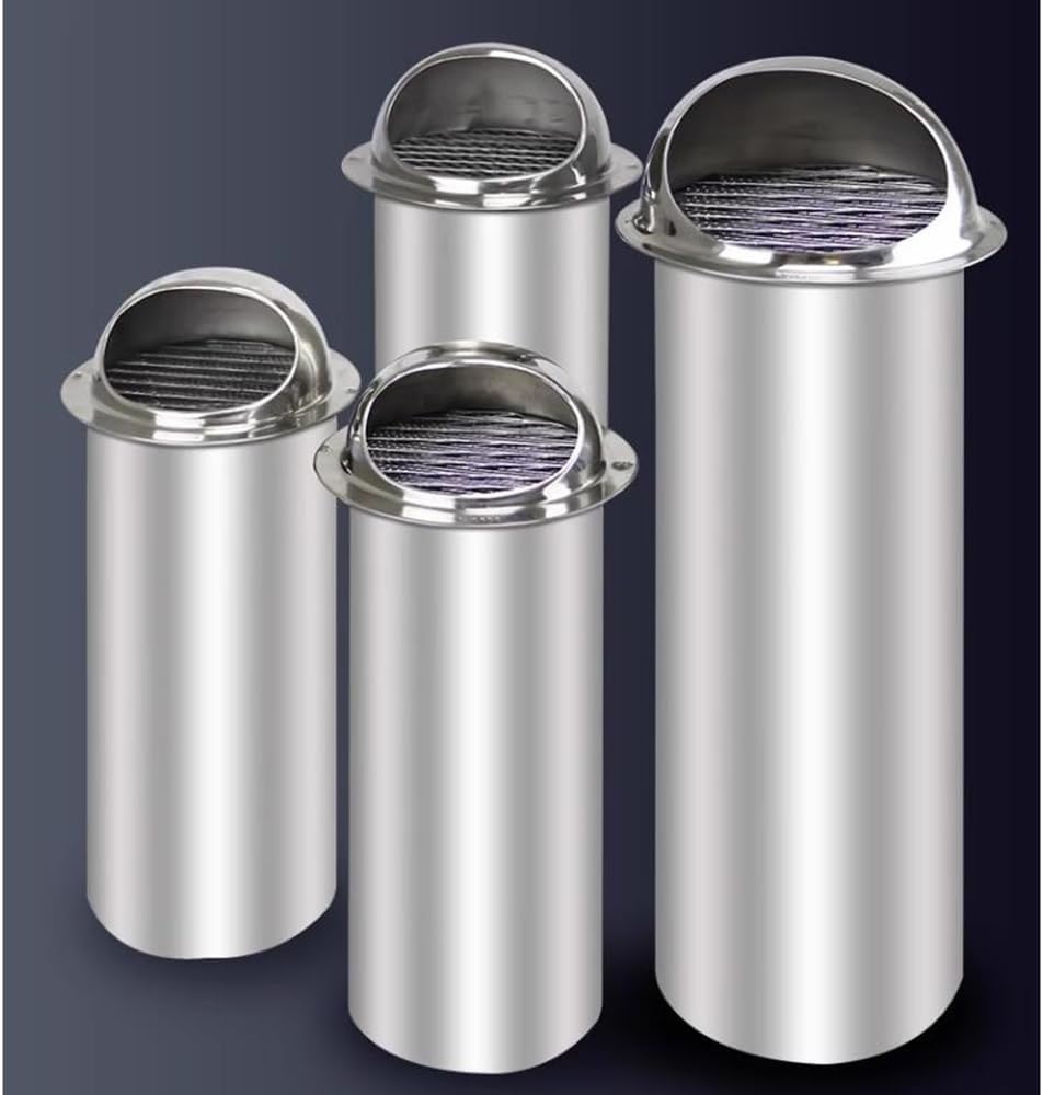 8in Soffit Vent Cover Round Air Vent with PVC Ducts, Stainless Steel Air Vents Cover, 2-8inch External Extractor Kitchen Louvered Grille Cover