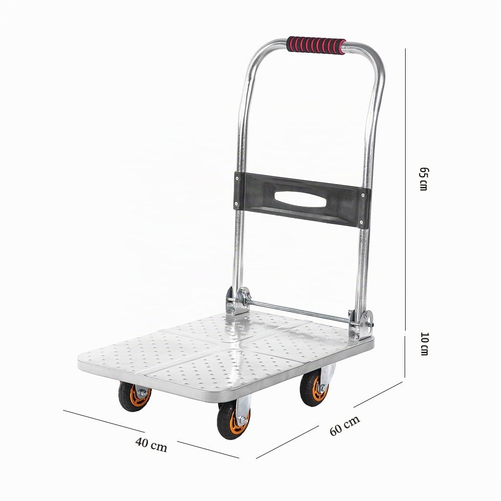 Carrelli a piattaforma Pieghevole Carrello Con Piattaforma,Per Carichi Pesanti Carrello In Acciaio Carrelli Manuali Pesanti Della Piattaforma Industriale Con Ruote Rotanti A 360°,maga C(Size:60x40cm)