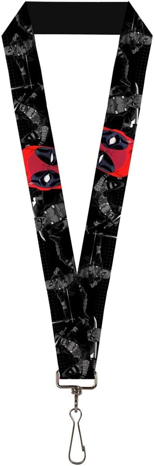 Lanyard Deadpool Winking 3 Actions Poses Black Grays