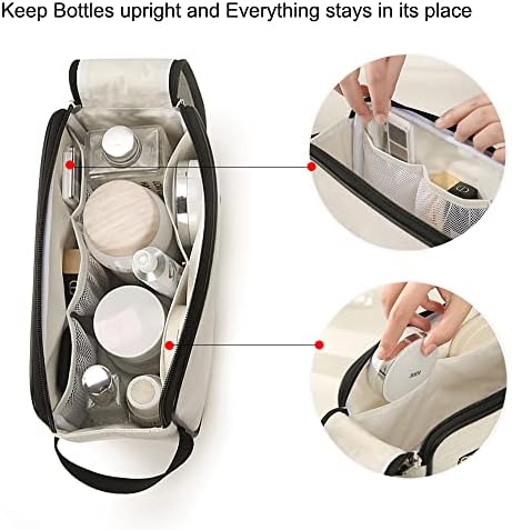Tuscall Travel Toiletry Bag Overnight Wash Bag Unisex Cosmetic Bag Portable Dopp Kit Makeup Bag Organizer for Gym Vacation Camping (White)