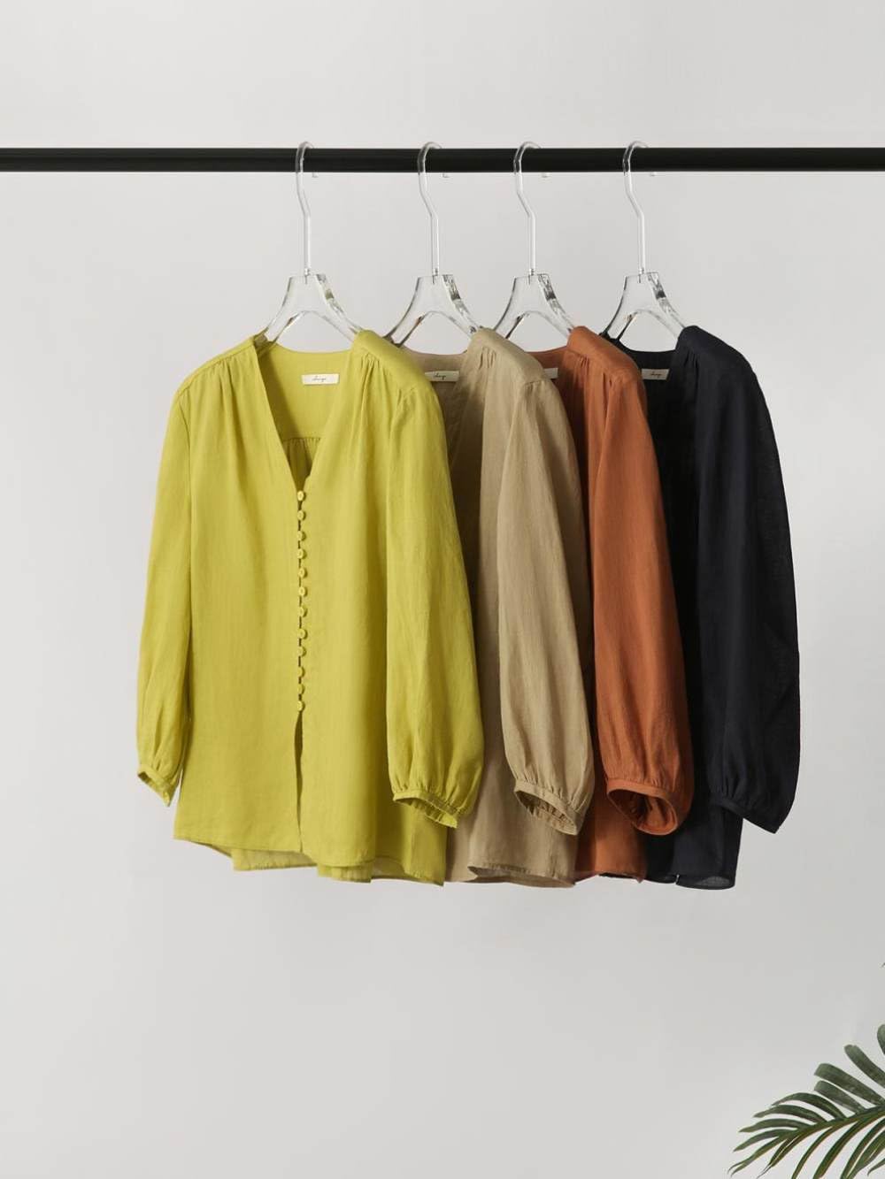 BROLEO Damen Oberteile,Damen-Leinenbluse, Plissiert, Sommer, Ballon-Langarmshirt, V-Ausschnitt, Tops, Elegante Bluse, T-Shirt-Jacke, Lockere Bluse, Tunika, Sweatshirt-Tops Für Damen