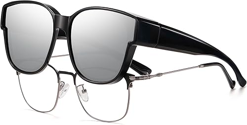 Lentes de sol polarizados para mujeres y hombres, lentes de sol cuadrados de moda envolventes con protección UV400 para conducir