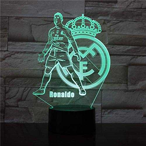 3D Night Lights Real Madrid C Ronald Illusion Lámpara De Escritorio Led 7 Color...