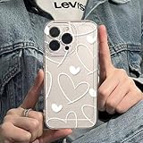 Compatible with iPhone 14 Pro Max Love Heart Clear Case, Cute Clear White Love Heart Transparent Design for Women Soft TPU Shockproof Protective for iPhone 14 Pro Max-White