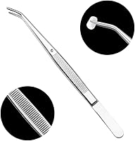 Vista 2 de Herramientas dentales - Pinzas de acero inoxidable con punta dentada curvada Pinzas multiusos para cuidado bucal familiar Limpieza dental dental