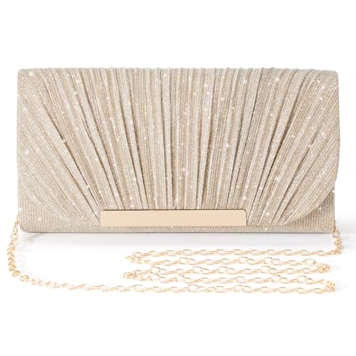Xjmfasht Clutch Purses for Women Evening Bag Lady Girl Crossbody Handbags for Prom Party Wedding Engagement (Gold cloth)
