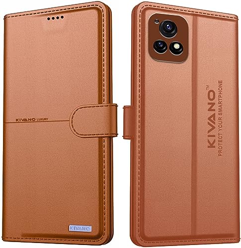 Image of KIVANO Compatible with Vivo Y72 5G Flip Cover | Leather Finish | Inside Pockets & Inbuilt Stand | Shockproof Wallet Style Magnetic Closure Back Cover Case