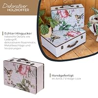 HMF Vintage Deko Koffer aus Holz, Aufbewahrungsbox mit Deckel und Ledergriff, stilvolle Aufbewahrung und Geschenkidee für Hochzeit oder Geburtstag | Rose | 44 x 32 x 16 cm – Ansicht 2