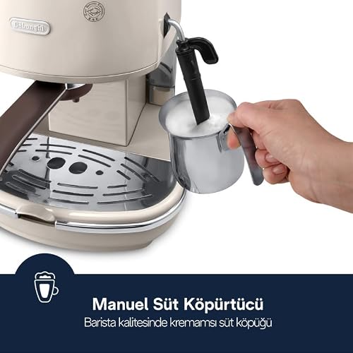 De'Longhi Vintage Icona Traditional Barista Pump Espresso Machine, Coffee and Cappuccino Maker, ECOV311BG, 1.4 liters, Cream