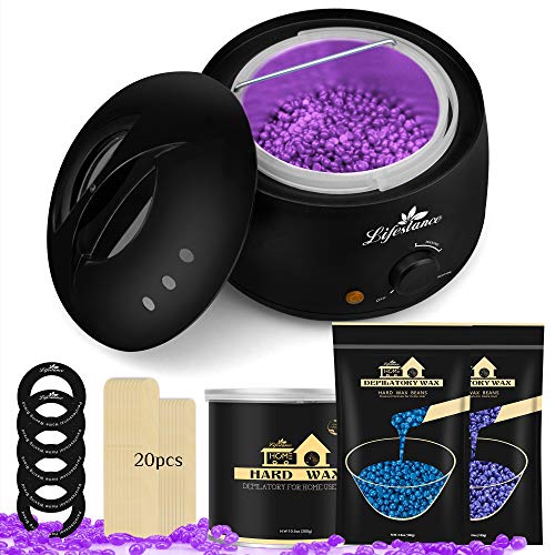 Waxing Kit, Lifestance European Wax Warmer Hair Removal Wax Kit with 17.6oz Hard