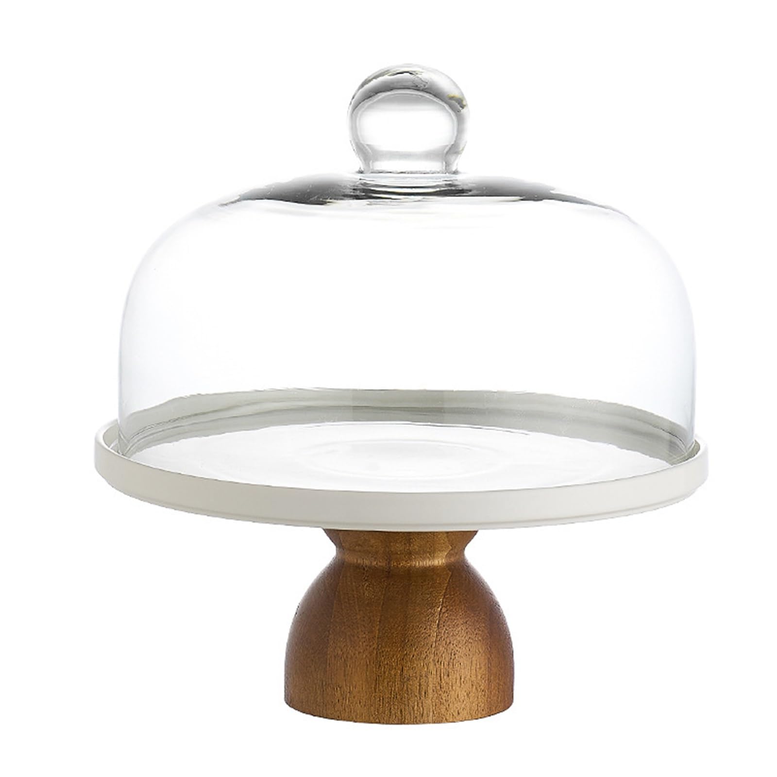 Vnook Dessert plate, cake plate with lid and base, cake plate, cake stand with glass dome, for party, wedding, festive occasions chocolate, cheese, dessert, fruit(M)
