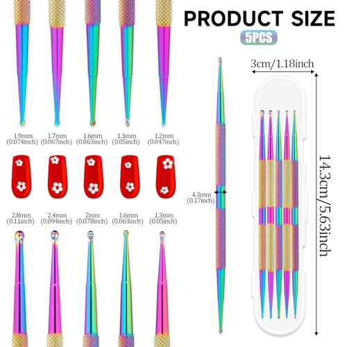 5 peças de ferramentas de pontilhamento para arte de unhas, conjunto de ferramentas de pontilhamento