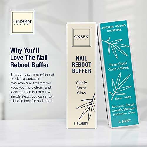 Onsen Secret Professional Nail Buffer 1Pk, Ultimate Shine Nail Buffing Block With 3 Way Buffing Methods, Smooth & Shine After Onsen Nail Filer, Compact Purse Size Manicure Tools For Optimum Nail Care #TOP2