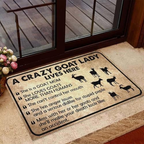 ���փ}�b�g ���M�̂��ꂳ�� �N���C�W�[�ȃ��M�̂��ꂳ�񂪂����ɏZ��ł��܂� 50×80cm doormat Goat mom A crazy Goat Lady Lives Here