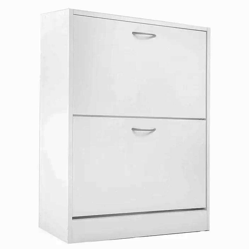BAKAJI Scarpiera Portascarpe In Legno Melaminico Con 2 Ante a Ribalta E Doppia Profondita' Dimensioni 60x24x83,5cm (Bianco)