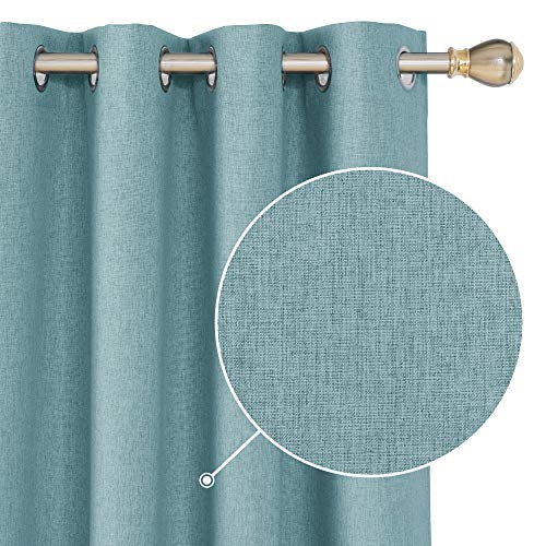 Deconovo Cortinas de sala de estar opacas modernas térmicas isolantes decorativas com ilhós 2 peças 140 x 245 cm turquesa