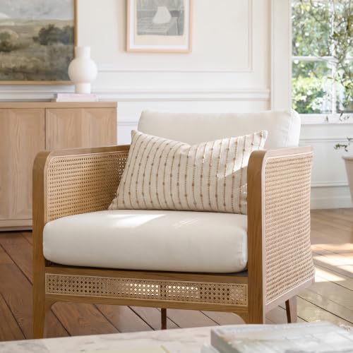Image of Foindtower Boho Striped Boucle Lumbar Throw Pillow Covers 12x20 Cream Camel