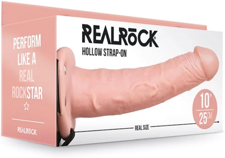 RealRock 10in Hollow Strap-On Beige REA137FLE