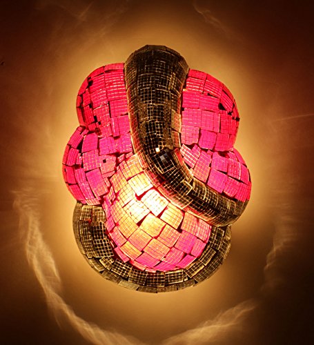 Image of Glamour Glint Ganpati Mosaic Mounted Wall Light Lamp - Pink & Silver Edition, Metal & glass | For Home, Hall, Living Room, Bedroom, Hotel, Office Decor | Ideal for Pooja Room & Mandir | Modern