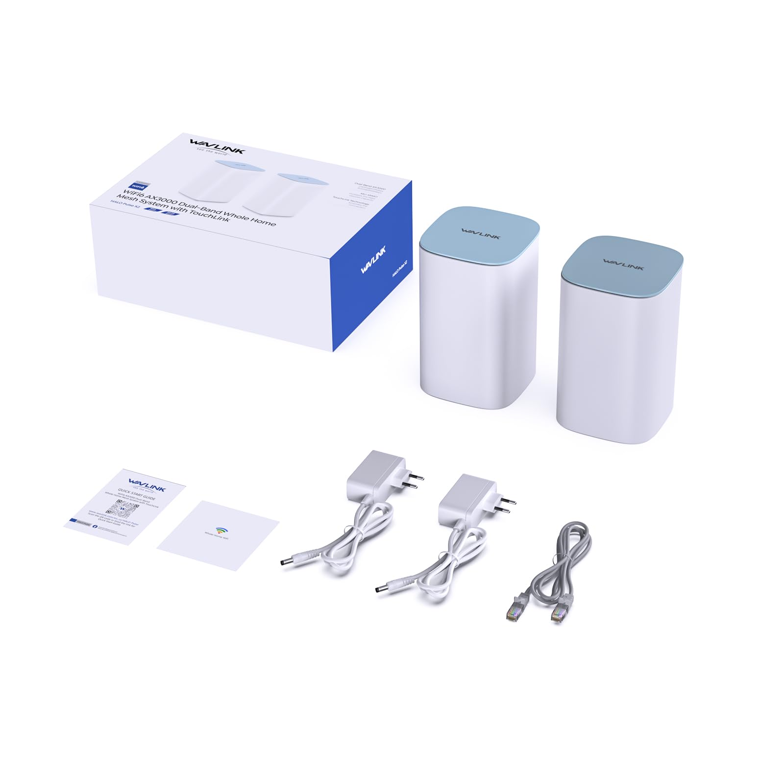 WAVLINK Système Mesh WiFi 6 AX3000 (2 Pack) - Routeur VPN Double Bande, Couverture 3200 pi², 256 Appareils, 5x5dBi, 3 Ports Gigabit, MU-MIMO