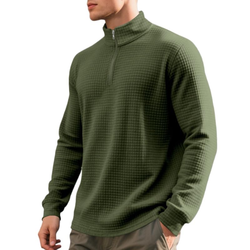 Men's Casual Pullover Hoodies Quarter Zip Long Sleeve Hooded Sweatshirts Regular Fit Stand Collar Zipper Sweaters