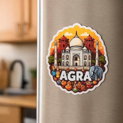 Image of Naxon Agra City Theme Souvenir Wooden Fridge Magnet for Refrigerator - Printed Fridge Magnet for Kitchen & Home Decor | Perfect Souvenir Gift | Size 3x3 in | Pack of 1