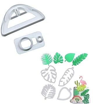 HomeBakers Mart Combo of 4 pcs Palm Leaf Fondant Cutters and Fondant car Cutter, Tropical Leaves Cookie Cutter Cupcakes Decoration.