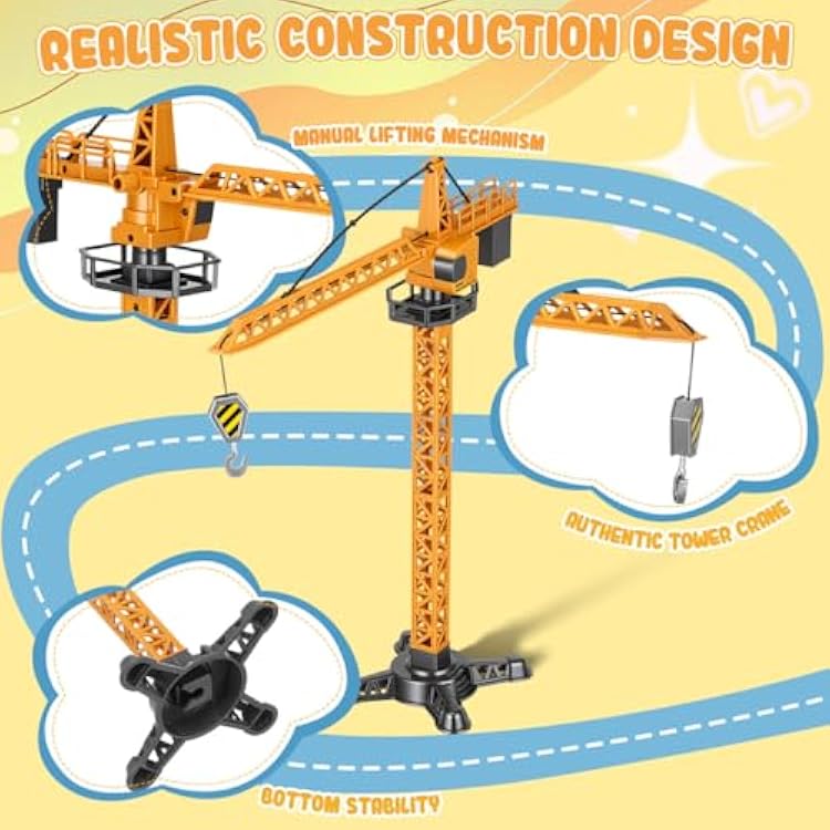 ARTIBETTER Scale Miniature Vehicle for Realistic Crane Operation for Imaginative Play Engaging Construction Site Experience
