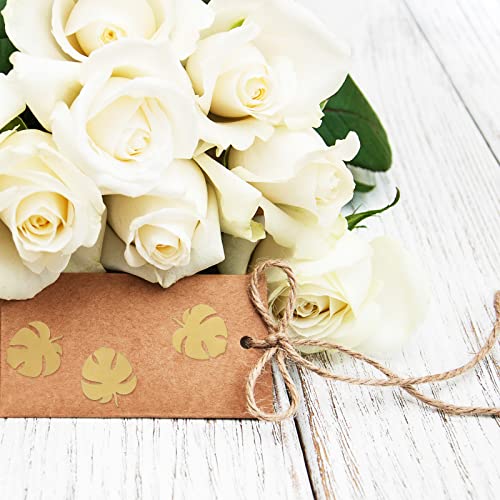 Whaline 500Pcs Gold Foil Monstera Stickers Self-Adhesive Monstera Leaves Seal Stickers Tropical Plant Leaf Label Decals For Greeting Invitation Cards Envelope Sealing Birthday Gift Wrapping Supplies #TOP6